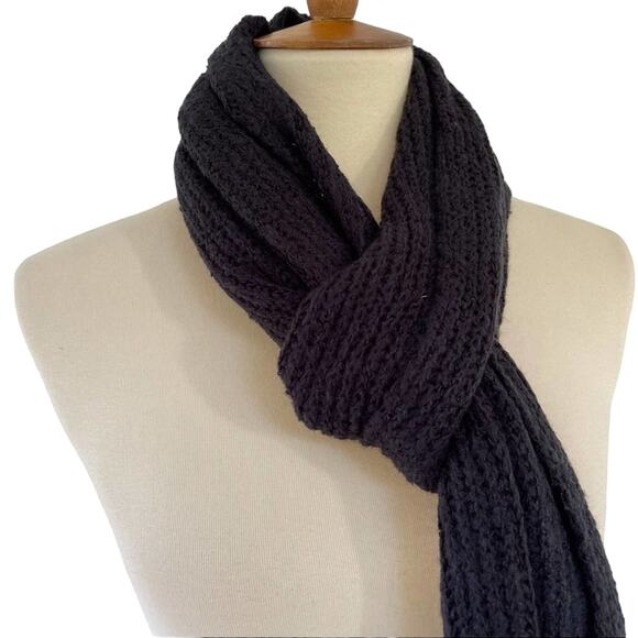 Style & CO Super Cozy Black Ribbed Knit Scarf One Size - Picture 4 of 7